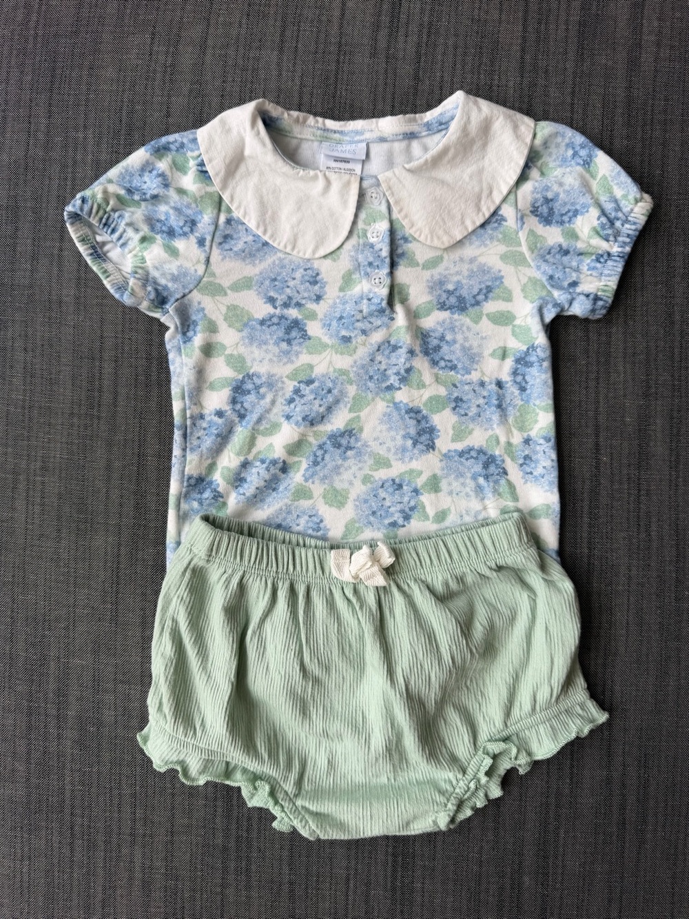 Draper James Blue Floral Onesie with Mint Bloomers